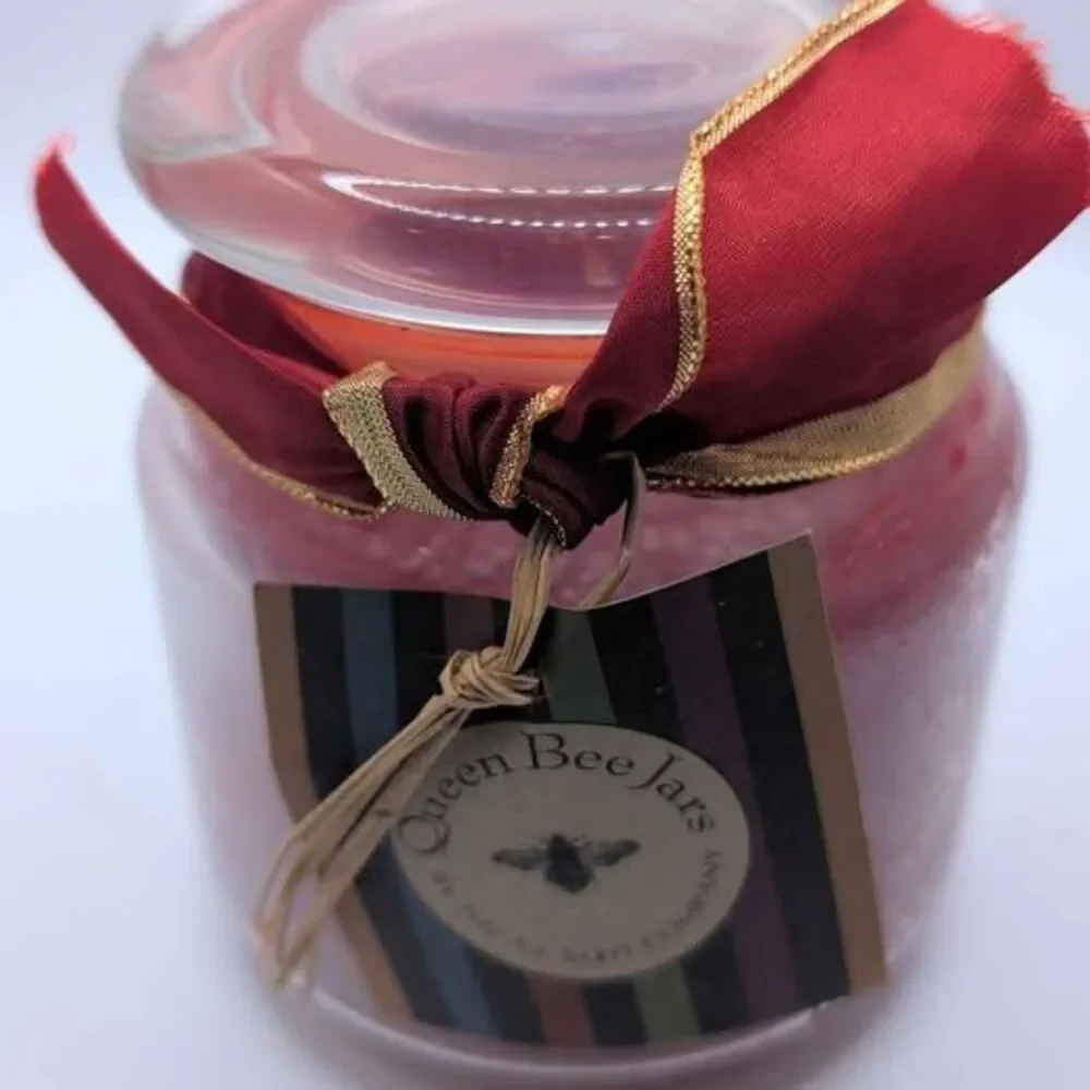 Root Candle Queen Bee Jar Candy Cane Red Beeswax Blend Holiday 14oz New Unlit